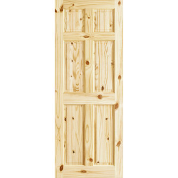 Colonial Six Panel Knotty Pine Passage Door, 36"x80"x1.375"