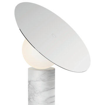 Pablo Designs Bola Disc Table Lamp, White/Chrome