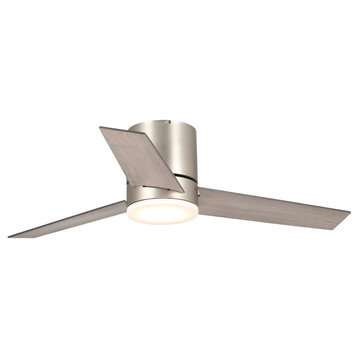 48 in Modern Flush Mounted Ceiling Fan, Sand Nickel With Dimmable LED and Remote