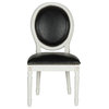 Holloway French Brasserie Oval Side Chairs, Set of 2, Black Leather, Cream