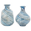 Contemporary Blue Glass Vase Set 83379