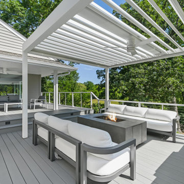 Renson Top, Outdoor Kitchen & Deck with Cable Railing
