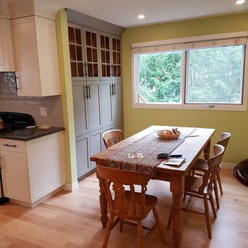 Charming bright white kitchen with adjoining bathroom