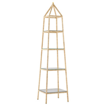 Currey and Company 3000-0181 Etagere, Natural Abaca Rope/Gold Leaf