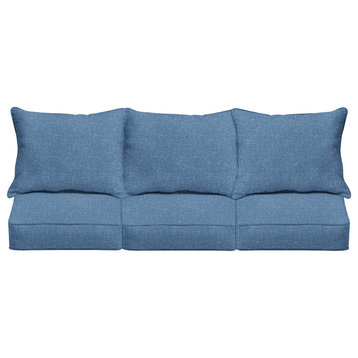 Blue Outdoor Deep Seating Sofa Pillow and Cushion Set, 23x25x5