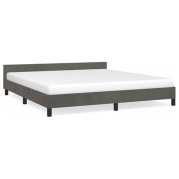 vidaXL Bed Bed Frame with Headboard Dark Gray 72"x83.9" California King Velvet