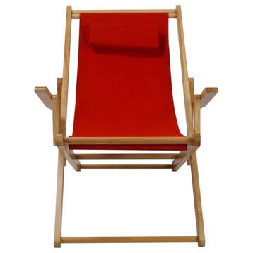 Sling Chair Natural Frame, Red Canvas