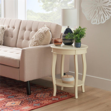 Linon Wren Wood Accent End Table in Off White