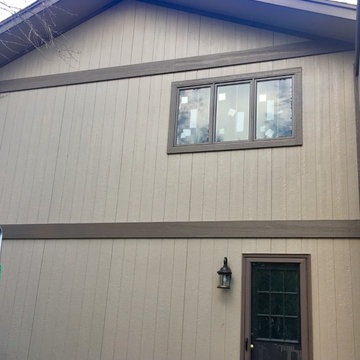 LP Smartside 4x8 sheets, Anderson 400 series Casement windows and trim
