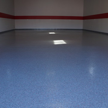 Decorative chip floor 80 percent Spread, clear urethane top coat
