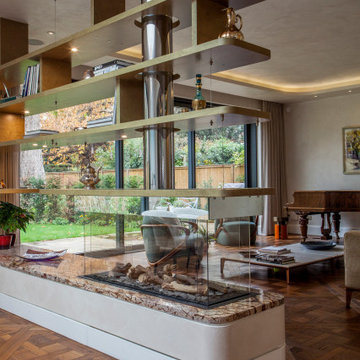 Fireplace & Bookshelf