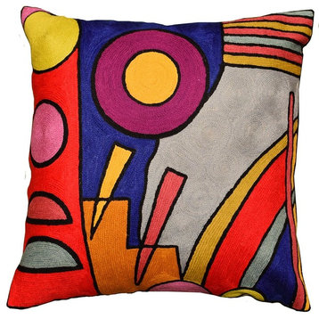 Kandinsky Decorative Pillow Cover Composition VI Hand Embroidered Wool 18x18"