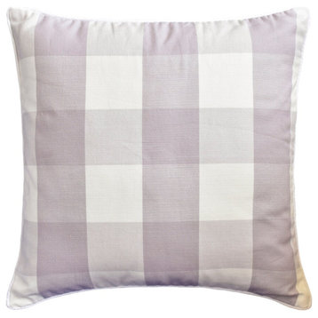 Lavender Cotton Buffalo Checks, Plaid Nursrey 26"x26" Pillow Cover - Lilac Plaid