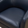 Taos Top Grain Leather Wood Base Swivel Accent Chair, Midnight