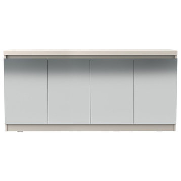 Manhattan Comfort Viennese 62.99" 6-Shelf Buffet Cabinet, Mirrors, Off White