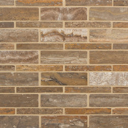 Moda Mosaic Alternating Rectangle Field in Mahogany - Mosaic Tile