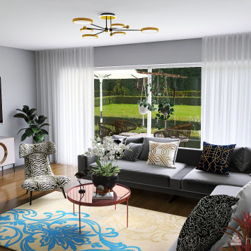 Wohn-Eßzimmer im Modern Boho Style