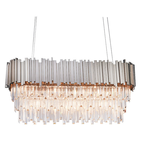 Oval Gold Frame, Clear Glass Rod Chandelier Oval Gold Frame, Clear Glass Rod Chandelier