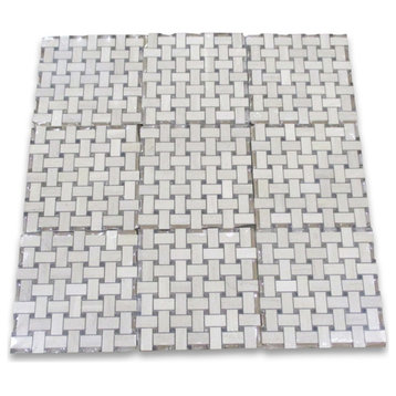 Golden Beach Moleanos Beige Limestone Basketweave Mosaic Tile Honed, 1 sheet