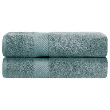 2 Piece Cotton Solid Zero Twist Bath Towel Set, Jade