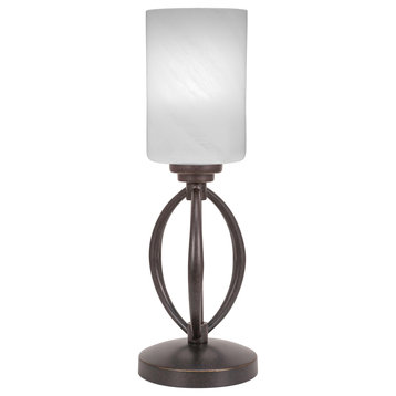 Marquise Accent Lamp In Dark Granite Finish With 4" White Marble Glass