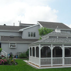 White Rectangle Vinyl Backyard Gazebo - Gazebos