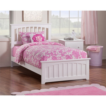 AFI Mission Twin XL Solid Wood Bed with Footboard and USB Charger in White