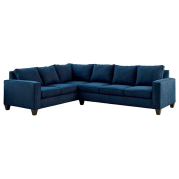 Picket House Furnishings Boha 117"W Wood and Fabric Sectional Set in Jessie Navy