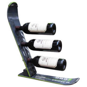 Snow Ski Wine Rack, 3 Bottle, Dark Grey