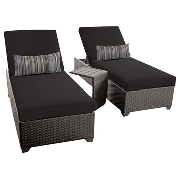 Belle Chaise Set of 2 Wicker Patio Furniture With Side Table Black