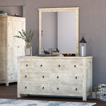 Mission Solid Mango Wood White Bedroom Dresser With 7 Drawers