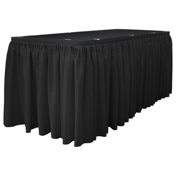 LA Linen Polyester Poplin Table Skirt, Black, 168"x29"