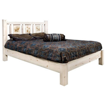 Montana Woodworks Homestead 81" Solid Pine Wood Full Platform Bed in Natural