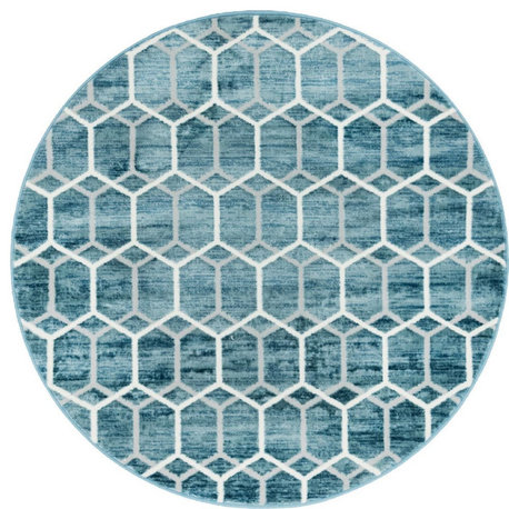 Contemporary Kashi Area Rug, Arctic, Round 3'3"