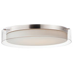 Maxim - Maxim Duo 20'' Round Outdoor Flush Mount 12286CLSWSN, Satin Nickel - A double glass shade advances the double shade design with the integration of sleek and modern integration of design. Satin White inner glass shades are surrounded by a transparent Clear outer glass, available in your choice of Satin Nickel or Black finished base and supports.