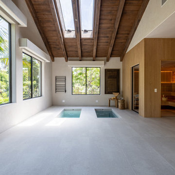 Custom Home Gym Hemlock Sauna and Himalayan Salt Wall in Rancho Santa Fe