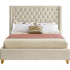 Barolo Velvet Upholstered Bed, Cream, Queen
