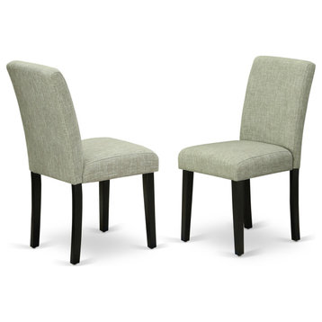 Set of 2 Abbott Parson Chair With Black Leg, Linen Fabric Shitake