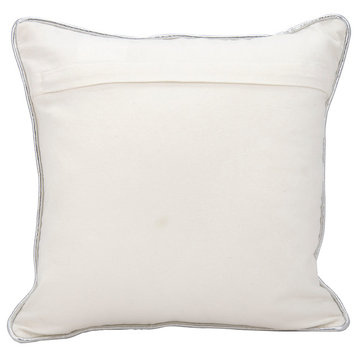 Kathy Ireland Beaded Ampersand White Throw Pillow, 14"x14"