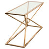 Aria Square Console Table With Metal Base, Gold