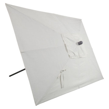 10'x6.5' Rectangular Auto Tilt Market Umbrella, Black Frame, Sunbrella, Natural