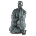 Currey & Company - Lady Meditating Bronze - Our Lady Meditating Bronze sculpture is made from a lost-wax technique when boiling bronze is poured into a mold covering an original wax sculpture that melts away. Once set, there is a very long process of refining the bronze to give it patina. This is among our bronze art pieces originally created by an unknown artist.