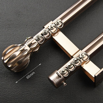 QYR11 Keira White Crack Champagne Aluminum Alloy Curtain Rod Set With Rollers an