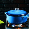 Lodge EC6D33 Enameled Cast-Iron Dutch Oven with Cover, Blue, 6 Qt