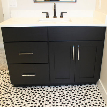 Oak, and White Kitchen with Matte Black Accents in Iowa Aspen Homes Farmhouse