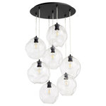 Quorum - Quorum 67-69 Numen - 7 Light Pendant - Brighten your space in contemporary style with thiNumen 7 Light Pendan Noir Clear GlassUL: Suitable for damp locations Energy Star Qualified: n/a ADA Certified: n/a  *Number of Lights: 7-*Wattage:60w Medium Base bulb(s) *Bulb Included:No *Bulb Type:Medium Base *Finish Type:Noir