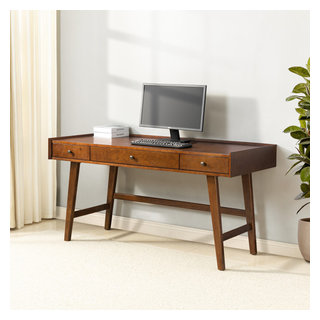 Edward Desk With Built in Outlets Midcentury Desks And Hutches by Karat Home Houzz