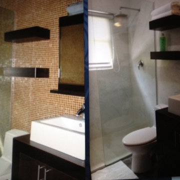 Microfloor applied over tiles: Before & After