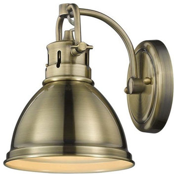 Duncan 1-Light Bath Vanity, Aged Brass With Aged Brass Shade