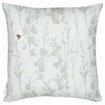 Lorna Syson - Broom and Bee Sky Cushion, Dusk - The dusk Broom and Bee Sky Cushion is inspired by the designer's honeymoon hideaway, deep in rural Leicestershire. The design recalls the warm, sunny days of May in the countryside, capturing British flora and fauna in all its glory, and allowing you to bring that cheerfulness into your own living room, lounge or bedroom. Lorna Syson founded her studio in 2009, specialising in home decor that draws its inspiration from the stunning English countryside.
